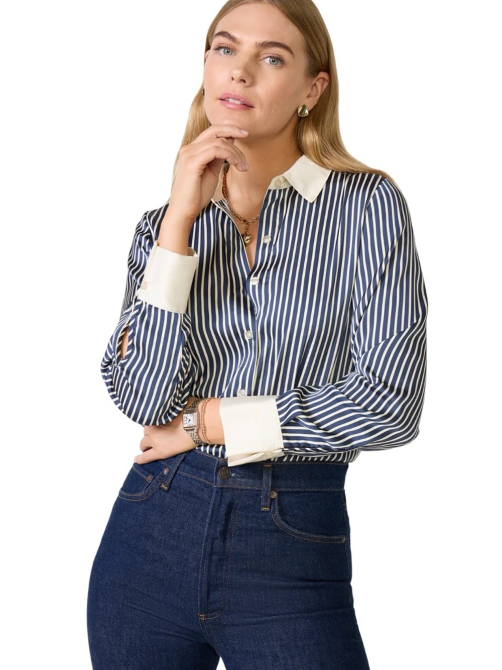 EVEREVE 🌸Julia🌸 Stripe Satin Shirt - SZ SM